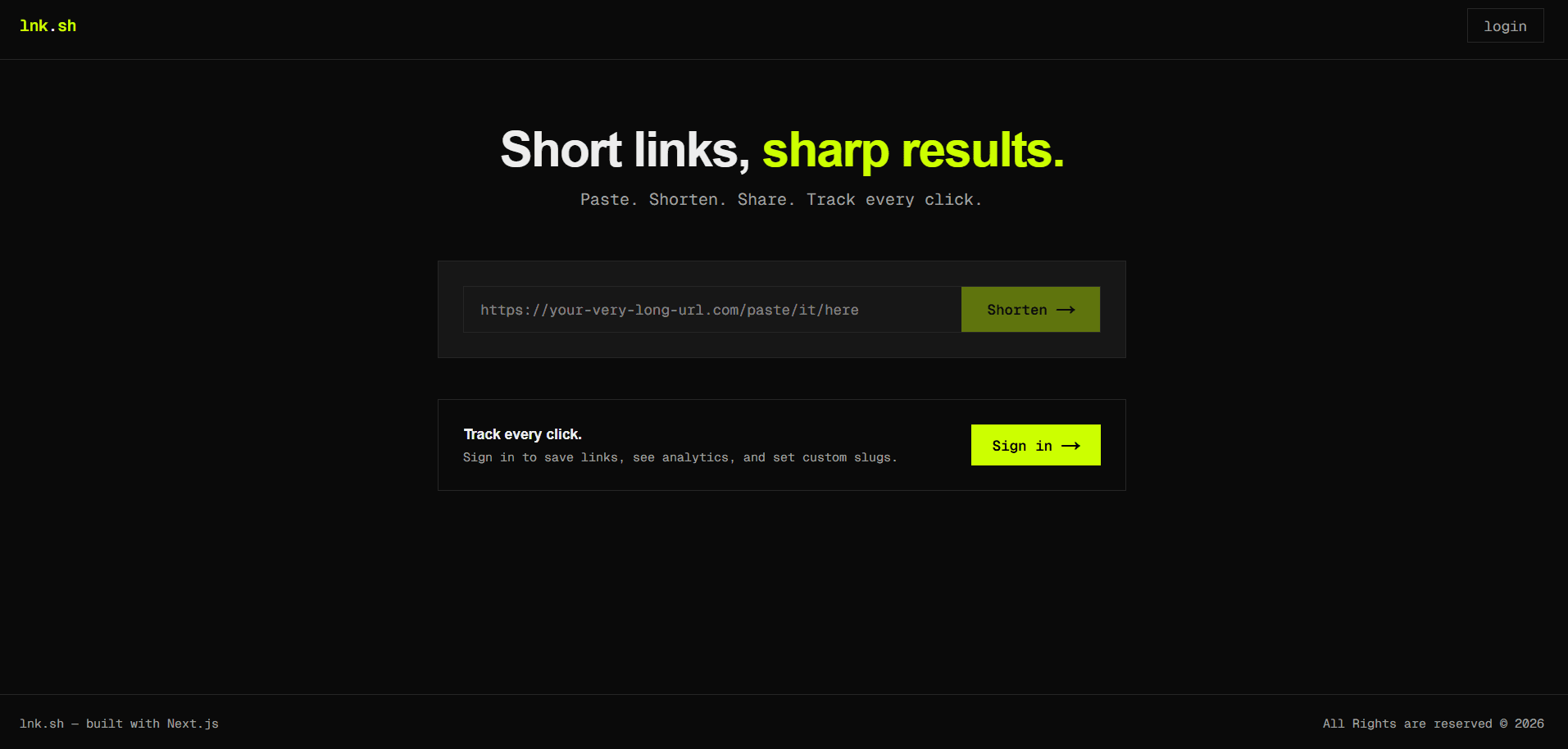 link.sh — Short links, sharp results. screenshot